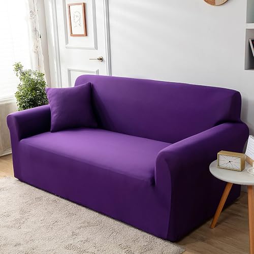 Funda de sofá de 4 plazas ajustable y lavable en color morado para salón 2