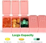 2Pack Weekly Pill Organizer,7 Days Pill Cases Travel Daily Pill Box Medicine Organizer Pill Box 7 Day Pill Organizer Weekly for Fish Oil, Calcium Tablets Supplements (Pink+Beige)
