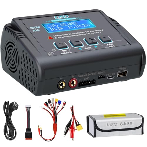 HTRC C150 Chargeur Lipo 150W 10A – Chargeur Batterie Lipo et Équilibreur pour LiHV/LiPo/Li-ION/Life (1-6S), NiMH/NiCd (1-15S), PB (2-20V) – Entrée AC/DC,...