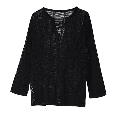 Hollow Out Sweater for Men Fashion Oversized Sweaters Casual Long Sleeve Solid Color Knit Pullover Loose Comfy Jumper3