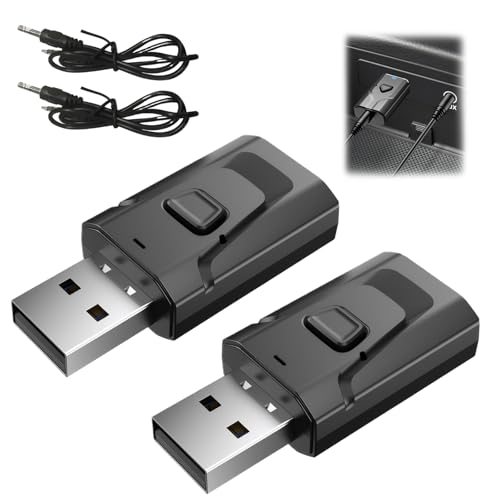 2 adattatori USB Bluetooth USB con cavo audio da 3,5 mm, compatibili con vari dispositivi, tra cui computer, televisori, proiettori, altoparlanti e altoparlanti per auto