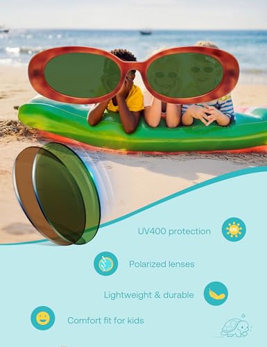 Image of SOJOS Ocean Collection Retro Oval Polarized Sunglasses Kids SUNLIGHT S | Recycled plastic build, UV400 lenses, lightweight for kids