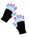 LED Gloves Kids Toys Stocking Stuffers Light Up Gloves 3 Colors 6 Modes Gifts for Boys Girls Children with for Kids with Teen Size (Age 8-25) for Halloween Christmas Party Camping Outdoor Games