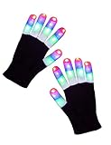 Aubllo Led Gloves Light Up Rave Glow Gloves 3 Colors 6 Modes Flashing Halloween Costume Birthday EDM Party Christ-mas Light Up Toys for Kids Size 7'' Age for 6 7 8 9 10 Boys Girls