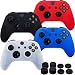 MXRC Silicone rubber cover skin case anti-slip STUDDED Customize for Xbox One/S/X controller x 4(black & white & red & blue) + FPS PRO extra height thumb grips x 8