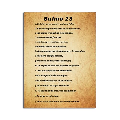 En Español Salmo 23 Para Pared, En Español Psalm 23 Wall Art, Cuadros Cristianos Para Pared En Español, Christian Wall Decor In Spanish 12W x 16L Unframed