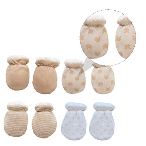 NUOBESTY 4 Pares de Luvas Anti-Riscos para Bebês Proteção para Recém-Nascidos Luvas de Algodão para