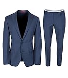 hochzeitsanzug blau braune schuhe special_size_type; Standard Roy Robson Herren Anzug Slim Fit 2-teilig Techno Suit aus Schurwolle Super\'100 Business Abendanzug-Set, Mittelblau, 50