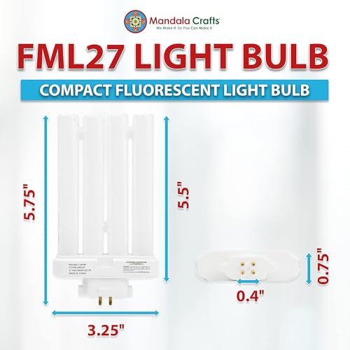 Mandala Crafts FML27 27-Watt 6500K Compact Fluorescent Light Bulbs with Quad Tubes, 2 Packs Daylight 4-Pin GX10q-4 Base FML FML Lamp 27 Watt Bulbs by Mandala Crafts - Image 2