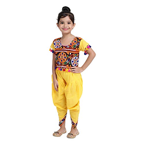 Image of BownBee Girls Embroidered Choli with Dhoti