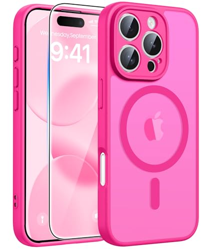 FNTCASE for iPhone 16 Pro Max Case, Fit for Magsafe, Glass Screen Protector