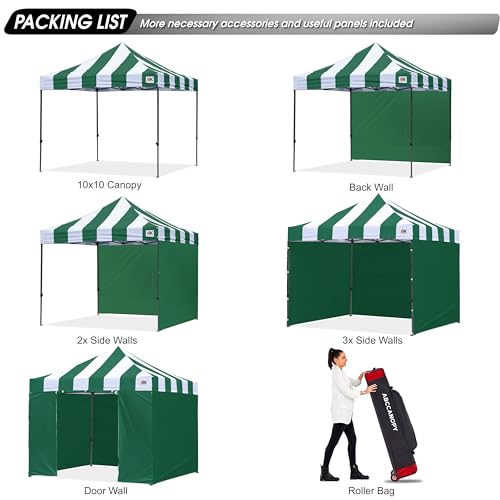 Image of ABCCANOPY Heavy Duty Easy Pop up Canopy Tent with Sidewalls 10x10,Strip Forest Green