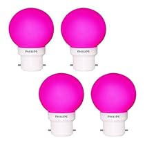 Philips Deco Mini Base B22 0.5-Watt LED Bulb (Pack of 4, Pink)
