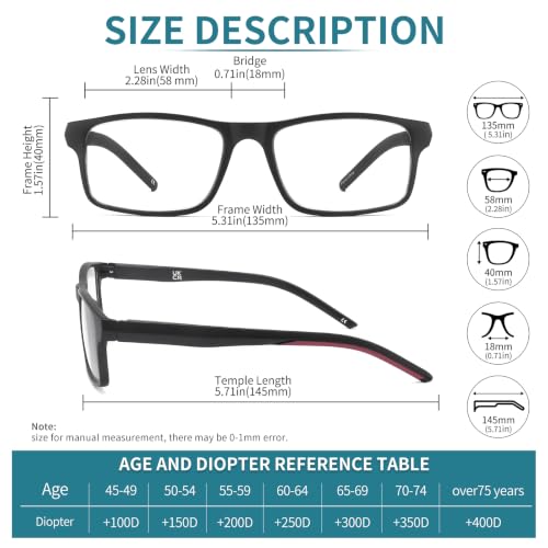 Image of 1.25 Professional Reading Glasses for Men for All Day - Computer Readers with Blue Light Protection -Spring Hinge- Value Pack