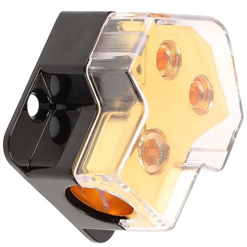 ABOOFAN Bloc de Distribution Audio Protège Systèmes Audio Véhicule 1 Entrée 0ga pour Voiture et 2 Sorties 4ga en Alliage de Zinc et Plastique et Réduit L'encombrement Voiture