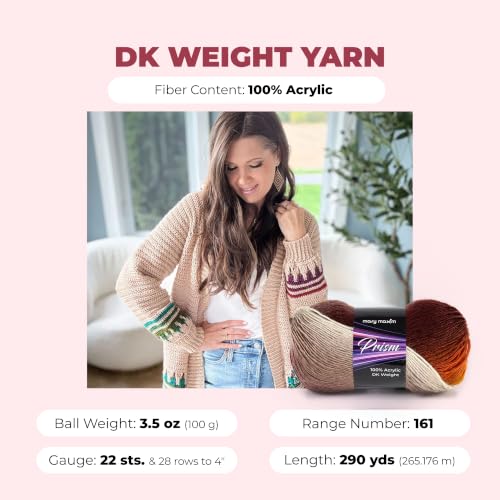 Image of Mary Maxim Prism Yarn, Acrylic Multicolor DK Yarn, 290 Yards, Desert Unset | Ombre Yarn, 3 Weight, Machine Wash, For Knitting and Crochet, Create Baby Items, Blankets, Afghans, Clothing Variegated Yarn
