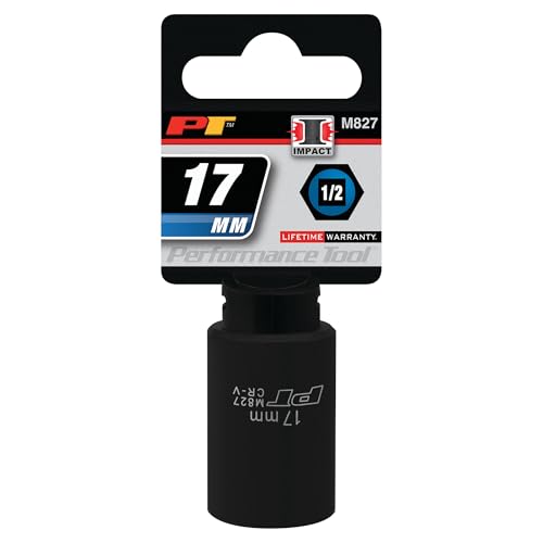 Image of Performance Tool M827 1 /2-Inch Drive 17mm 6pt Impact Socket for Efficient Bolt Tightening and Loosening in Automotive and Industrial Applications