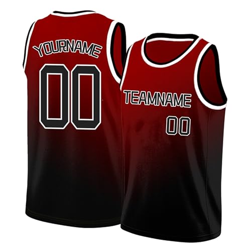 Image of Custom Basketball Jersey for Men - Personalized Name & Number, Embroidered or Printed, Athletic Shirt for Kids, Boys & Youth