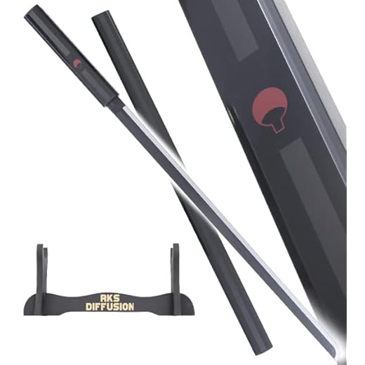 Sasuke Katana Tout en Bois Lame en Bois Epee Sasuke Decoration Sabre Replique Kusanagi Noir + Support en Bois Inclus