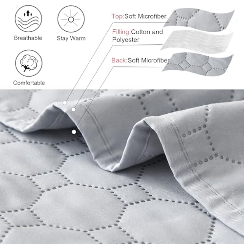 Image of 3 Piece Grey Daybed Cover Twin Size Cozy Daybed Sets Bedding Double Sided Quilting Cover Set Geometric Print Bedspread Coverlet All Season for Twin Bed with 2 Standard Shams,39 inchx75 inch