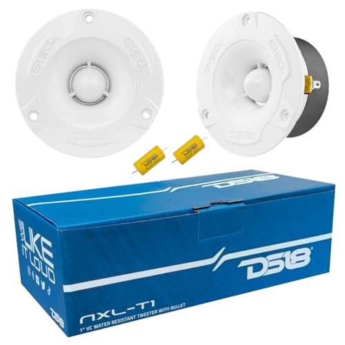 KIT Set pour DS 18 NXL-T1 2 tweeters Bullet étanches mesurant 9,6 cm 96 mm de diamètre, 120 Watts rms et 240 Watts Max, 4 ohm, 103,5 DB, pour Bateau, mer, Piscine, la Paire