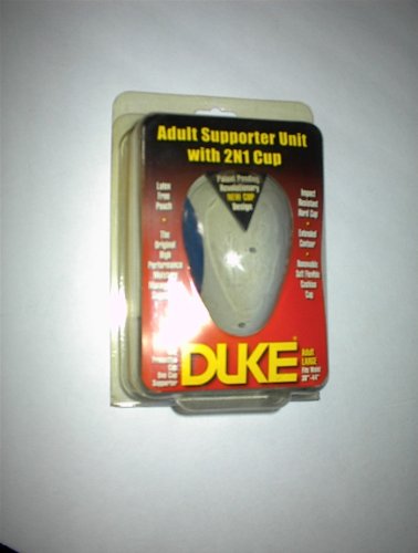 Duke Athletic Adult Supporter with 2N1 Cup, White, Medium