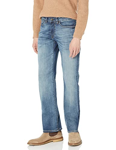 Buffalo David Bitton Men's Relaxed Straight Driven Jeans, Authentic and Sanded Indigo, 33W x 32L