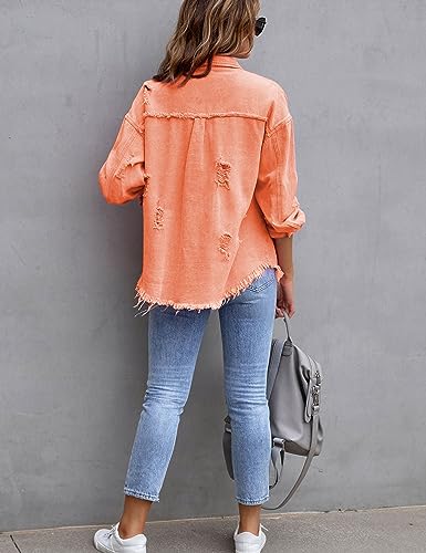 Zontroldy Aztec Denim Jacket for Women Oversized Button Down Distressed Denim Jean Shirt Shacket Jacket3
