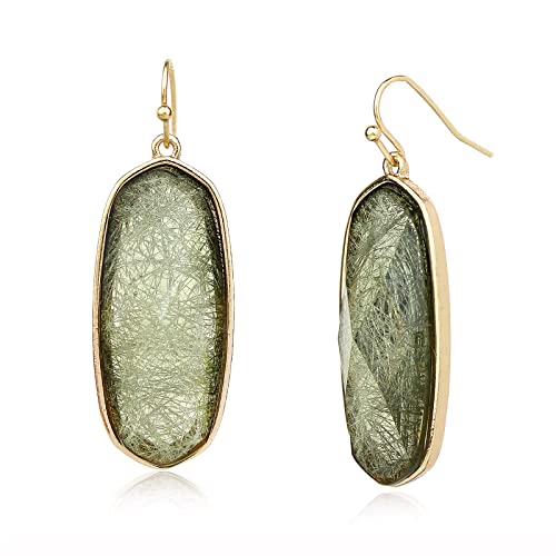 POMINA Fashion Statement Resin Oval Teardrop Dangle Earrings for Women Colorful Sparkle Faceted Crystal Glass Dangle Drop Earrings