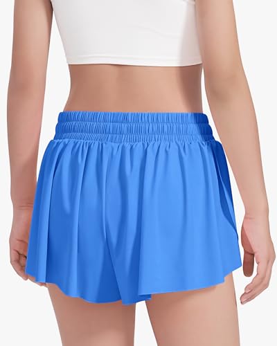 Image of HASMES Girls Butterfly Shorts Teen Flowy Athletic Shorts for Running Dance Cheer 5-14Y