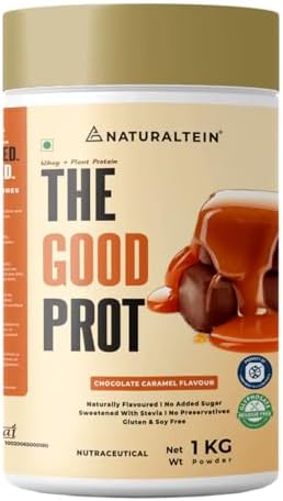 NATURALTEIN The Good Prot 1 kg (Chocolate Caramel) | 22g Protein Per Serving | No Artificial Flavors | Clean & Natural Protein Blend | Plant & Whey Protein Mix