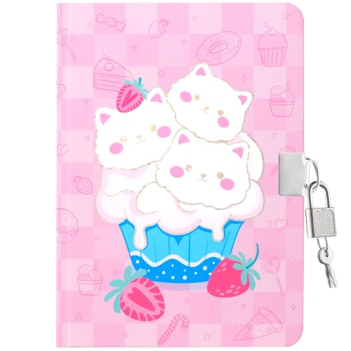 WERNNSAI Dessert Kids Diary for Girls, Kids Secret Diary with Lock and Keys