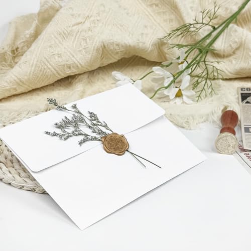 YINUOYOUJIA 50 Packs White A7 Envelopes, 5x7 Envelopes for Invitations, Self Seal for Weddings, Graduation, Baby Shower, Birthday, Greeting Cards