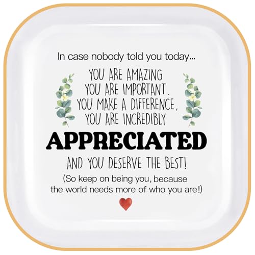 PUDDING CABIN Thank You Gifts for Women, Ceramic Jewelry Dish Tray, Birthday Christmas Appreciated Gifts for Coworkers, Teachers, Nurses & Boss Lady, Boss Day Gifts for Women