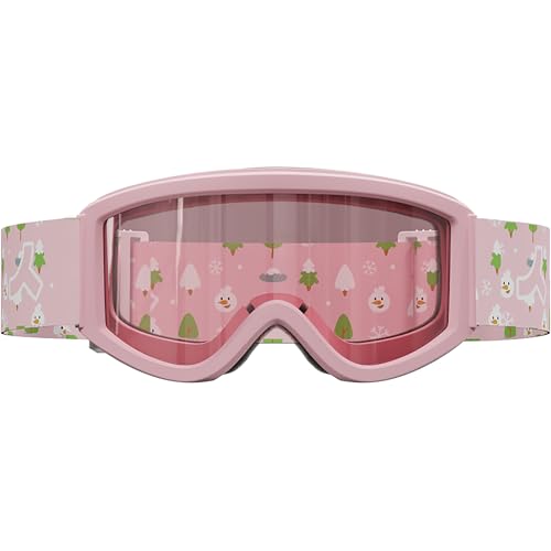 Masque de ski junior rose mat fini les yeux rouges face au vent - 2