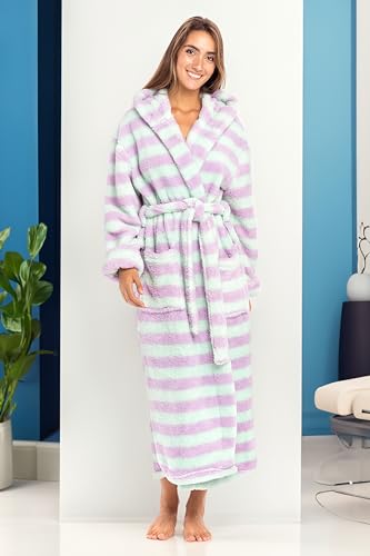 Image of Alexander Del Rossa Womens Fluffy, Fuzzy Robe for Women,Women's Long Hooded Robes, Plus Size