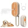 4 in 1 Cat Steam Brush for Shedding, Rechargeable Steam Pet Brush for Dog and Cat, Anti-Static, Massage, Cleaning, Shedding & Combing All In One!(Brown)