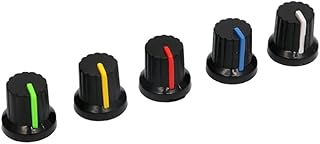 Electronic Spices 25 Pcs 6mm Shaft Rotary Volume Control Plastic Potentiometer Knob Hole Dia Threaded Knurled Potentiometer Knobs Caps (5Pcs Each))