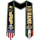 Mexican Graduation Stole, Mexican Flag Graduation Stole, Mexican Graduation Sash, Custom Mexican American Flag Graduation Sash 2025, Custom Graduation Stole, Mexican Stole, Mexican Sash, 3