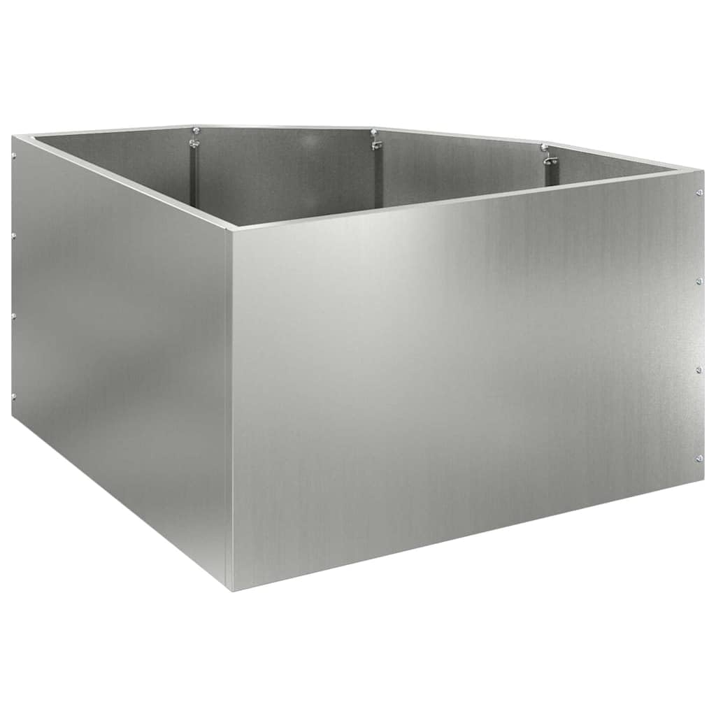 Doniczka Narożna Srebrny Stal Galwanizowana 60x60x35 cm Trwała Donica na Zewnątrz na Taras i Ogród z Instrukcją Montażu Nowoczesny Design