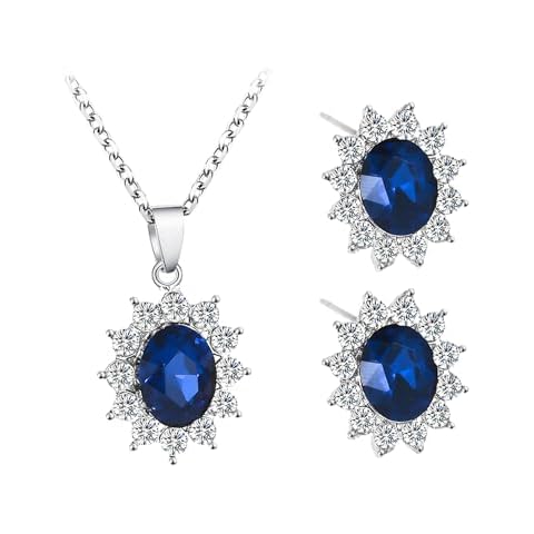 DUINIU Blue Diamond Necklace and Earrings Set Cover