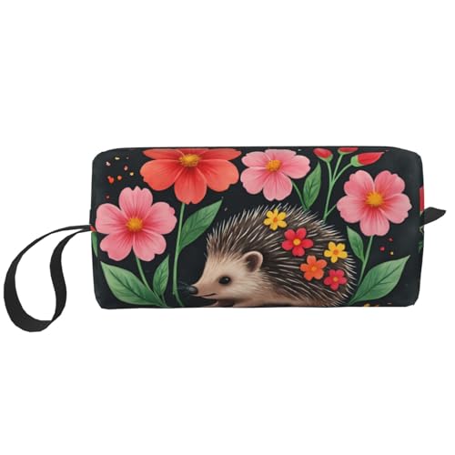 OLUSENMO Flower Hedgehog Makeup Bag Small for Women