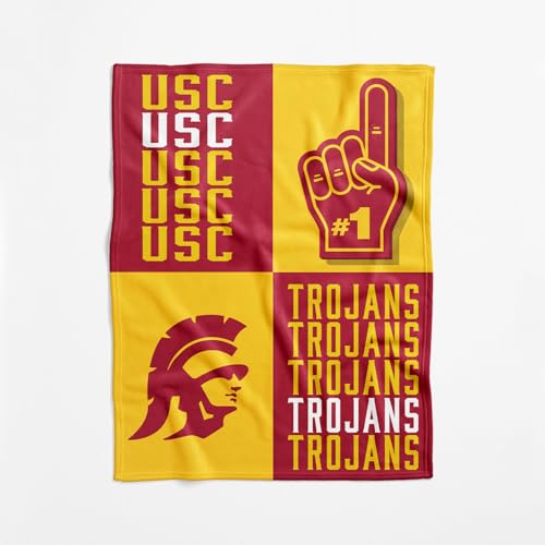 NCAA USC Trojans Officially Licensed Baby Swaddle Blanket, 40 x 50 in, Soft Lightweight Polyester, Domino Design