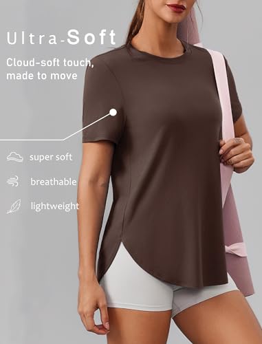 Image of PINSPARK Workout Tops for Women Short Sleeve Athletic Shirts UPF 50+ Quick Dry Running Outfits for Exercise Gym Hiking S-3XL