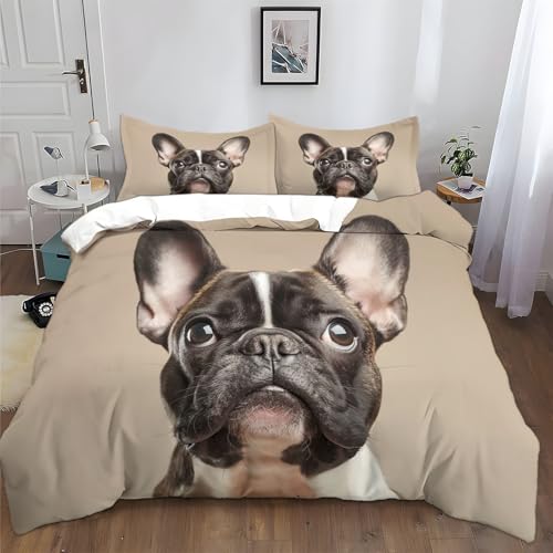 Housse de couette 140x200 bouledogue fermeture éclair impression 3D