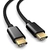 0.3m Nylon USB 3.0 Type C Verbindingskabel, het Laden Kabel, Gegevenskabel, USB C aan USB C, Zwart, Gevlochten Nylon Kabel, Gouden Stop