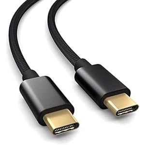 0.3m Nylon USB 3.0 Type C Verbindingskabel, het Laden Kabel, Gegevenskabel, USB C aan USB C, Zwart, Gevlochten Nylon Kabel, Gouden Stop