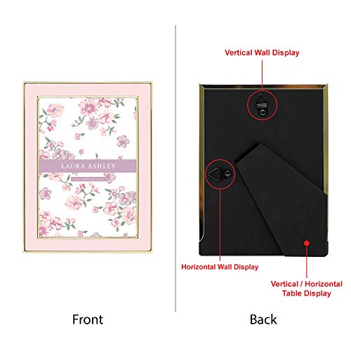 Laura Ashley 4X6 Pink Enamel Picture Frame, Gold Metal Edge With Easel, For Countertop, Counterspace, Tabletop Display, Bookshelf, Desk, Wall Décor, Photo Gallery #TOP1