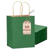 Gcardist Lote de 50 bolsas de regalo de papel verde profundo con asas - 20,3 x...