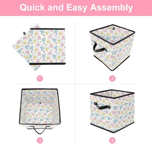 Cube de rangement en tissu de qualité supérieure imprimé papillons - 6